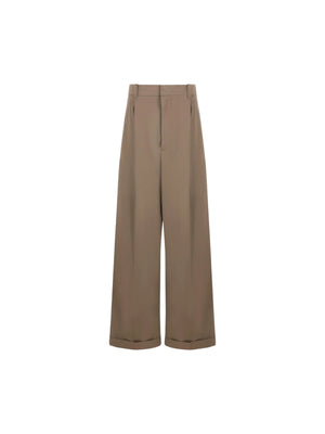 Cotton and Silk Wide-leg Trousers-LOEWE-JOHN JULIA