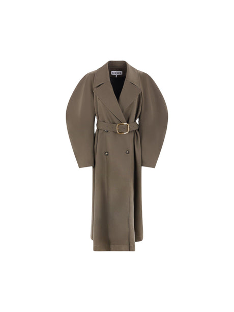 Double-breasted Cotton Trench Coat-LOEWE-JOHN JULIA