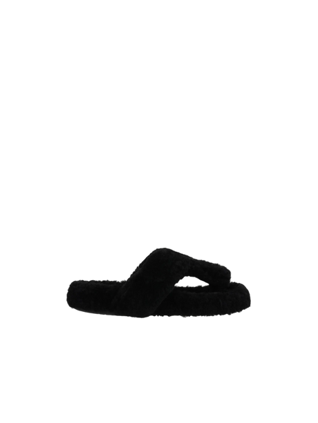 Ease Shearling Thong Sandals-LOEWE-JOHN JULIA