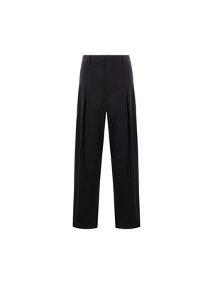 Loose-fit Compact Cotton Trousers-LOEWE-JOHN JULIA