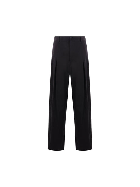 Loose-fit Compact Cotton Trousers-LOEWE-JOHN JULIA