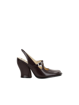 Onda Brushed Leather Slingbacks-LOEWE-JOHN JULIA