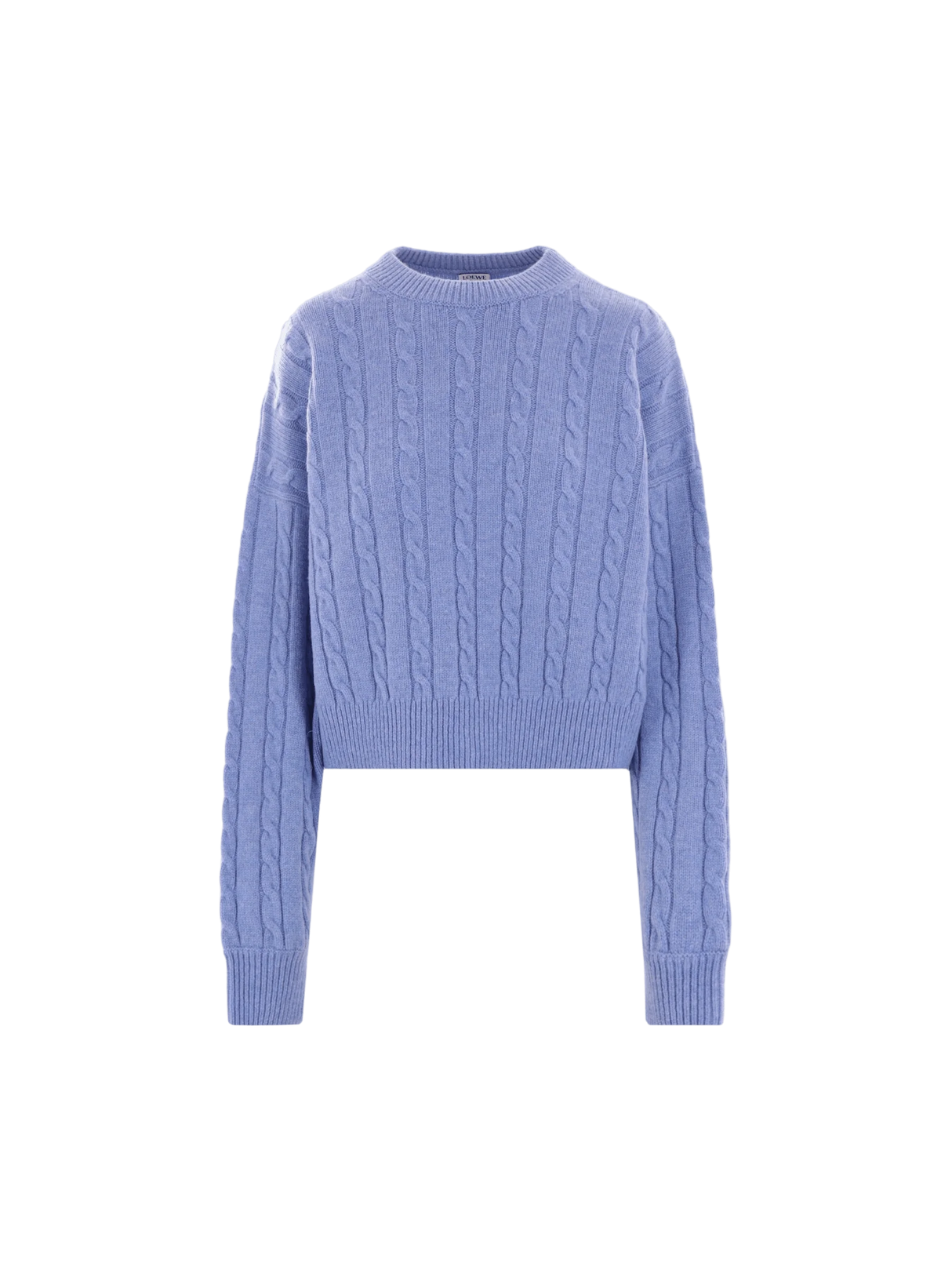 Wool Cable-knit Cropped Sweater-LOEWE-JOHN JULIA