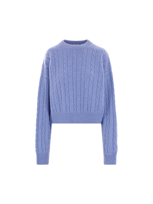 Wool Cable-knit Cropped Sweater-LOEWE-JOHN JULIA