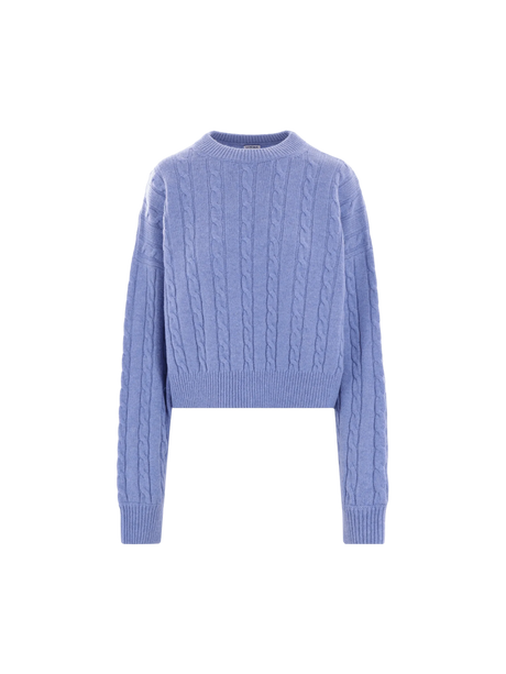 Wool Cable-knit Cropped Sweater-LOEWE-JOHN JULIA