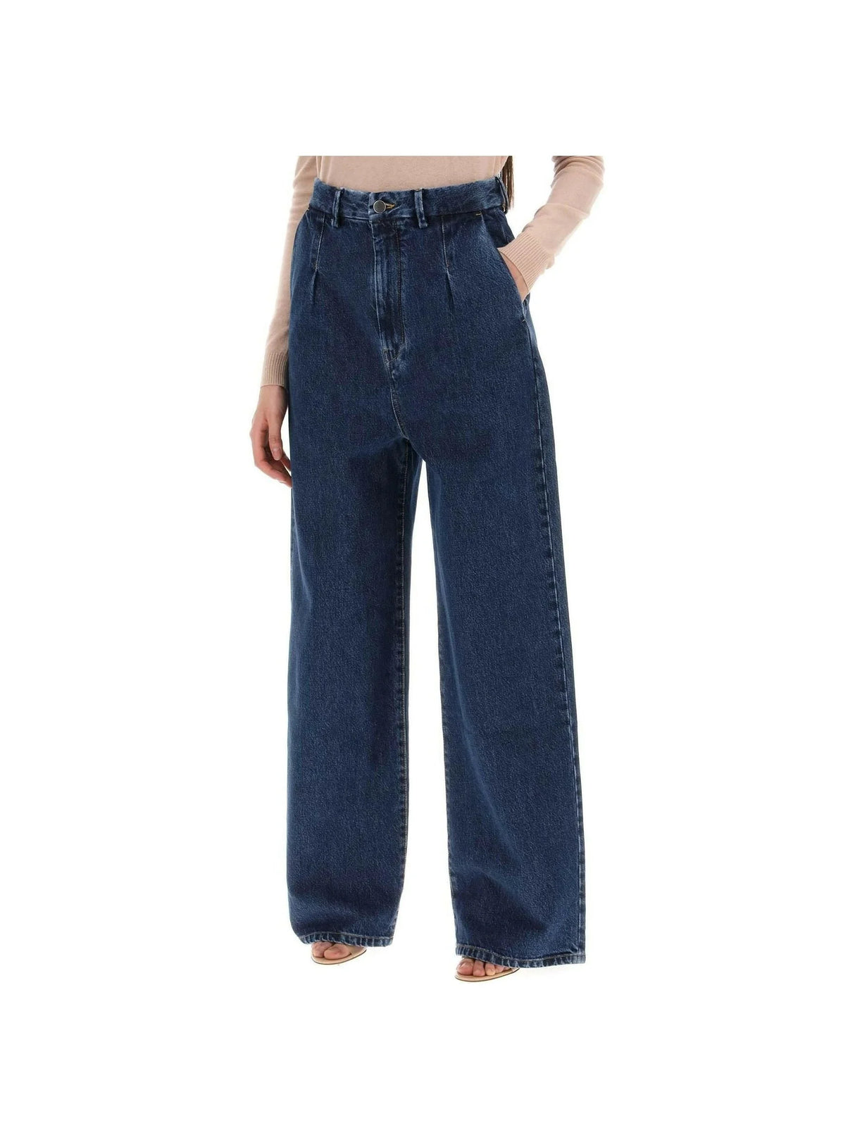 Blue Attu Wide-Leg Organic Cotton Jeans LOULOU STUDIO JOHN JULIA.