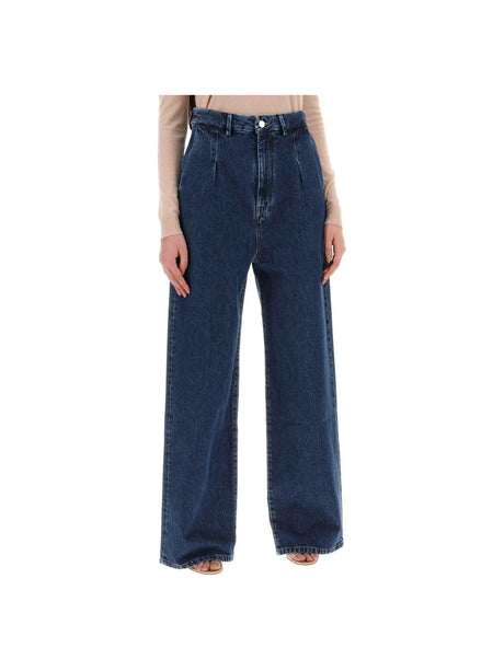 Blue Attu Wide-Leg Organic Cotton Jeans LOULOU STUDIO JOHN JULIA.