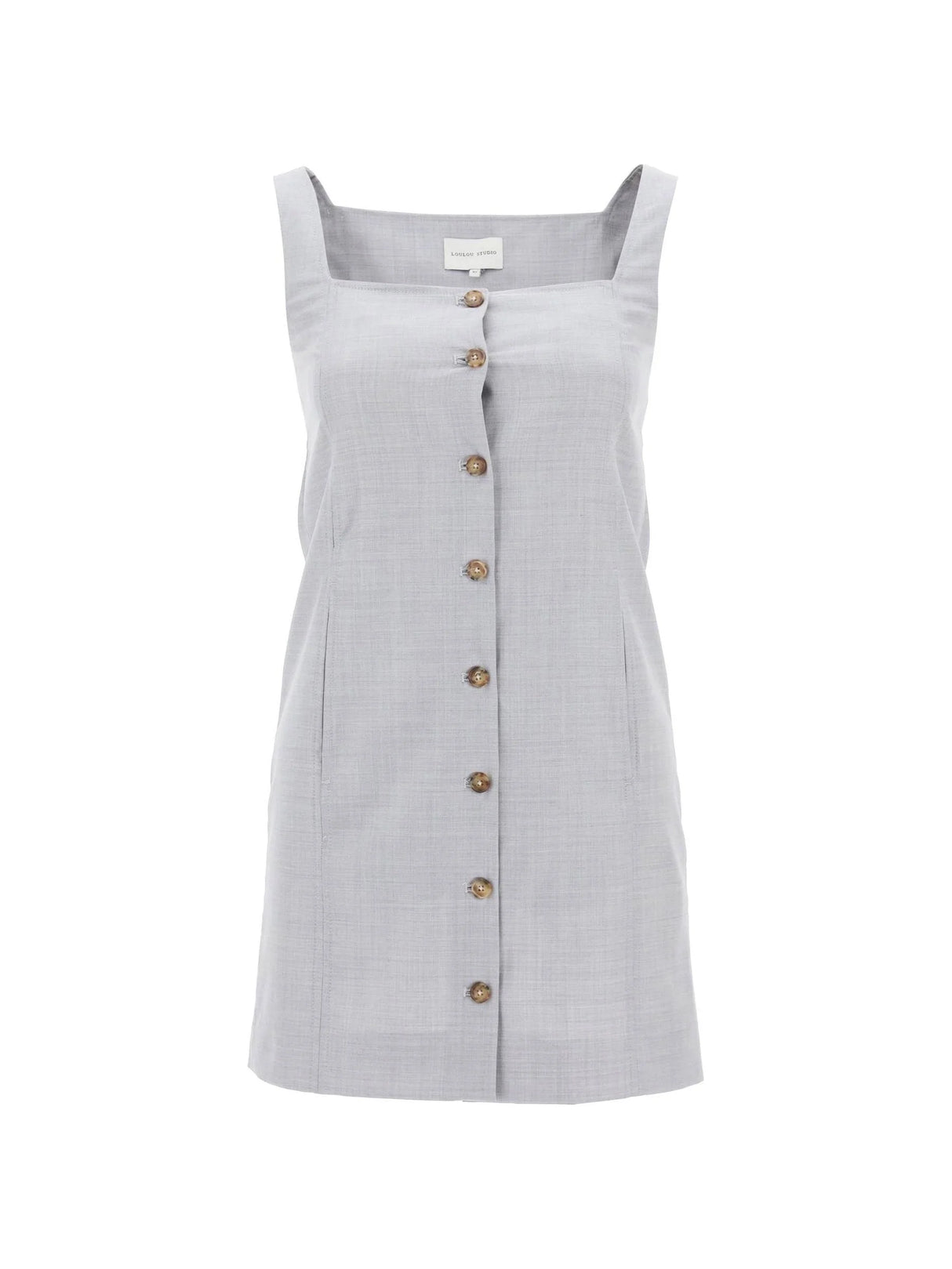 LOULOU STUDIO-Buttoned Melange Wool Pinafore Dress-JOHN JULIA