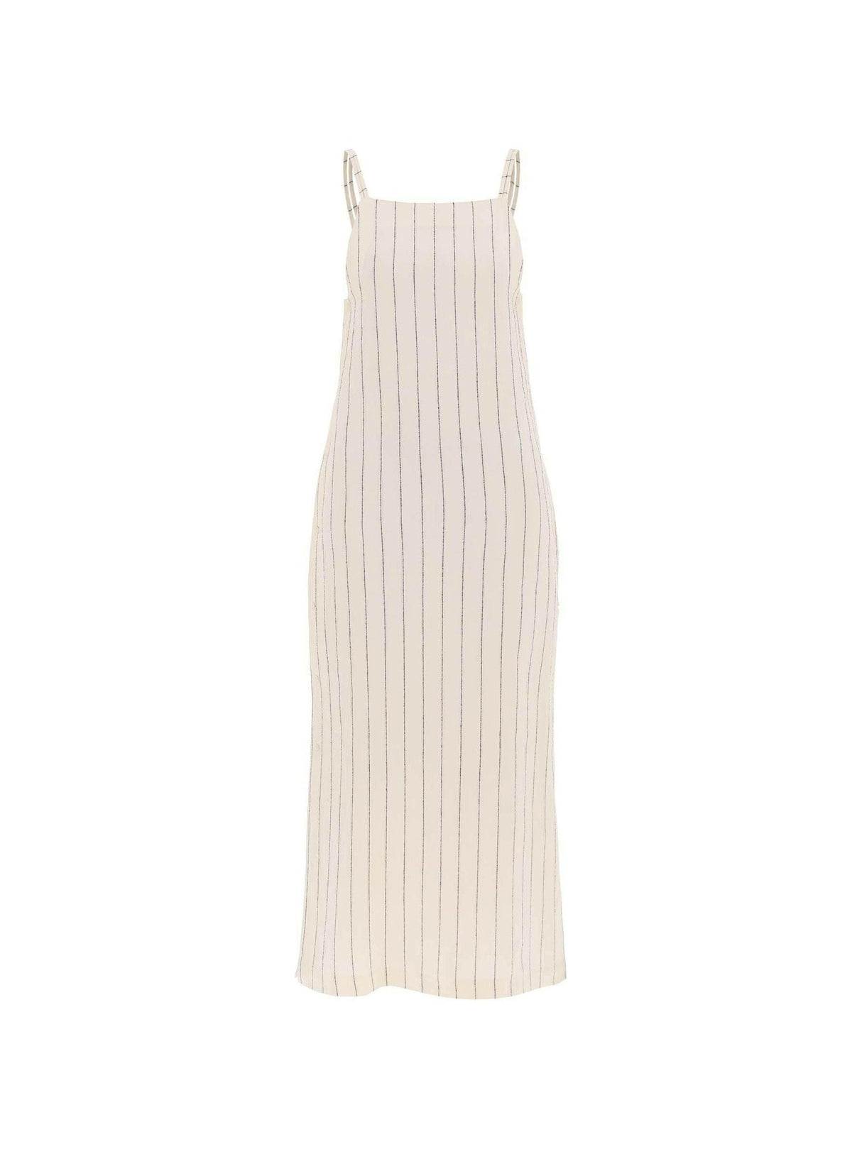 Ivory and Black Striped Linen-Blend Dress LOULOU STUDIO JOHN JULIA.