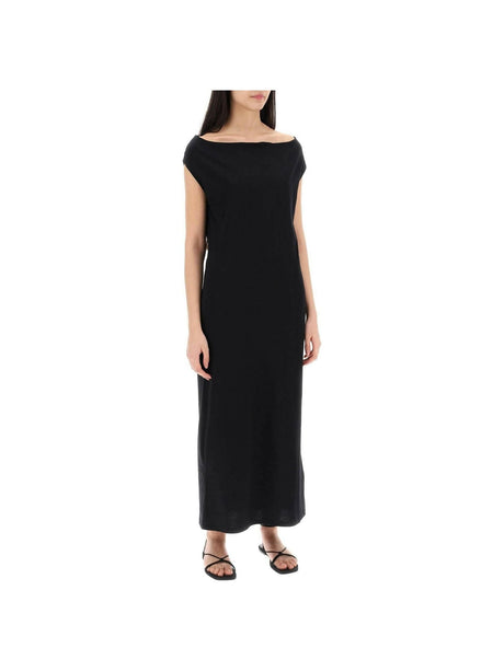 Black 'Martial' Long Organic Cotton Dress LOULOU STUDIO JOHN JULIA.