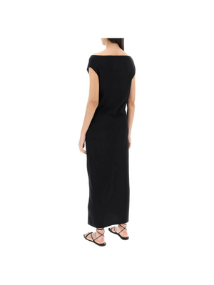 Black 'Martial' Long Organic Cotton Dress LOULOU STUDIO JOHN JULIA.