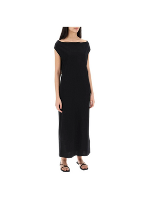 Black 'Martial' Long Organic Cotton Dress LOULOU STUDIO JOHN JULIA.