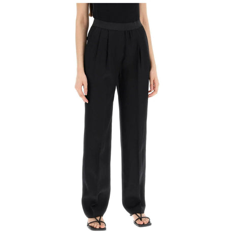 Black Takaroa Elastic Waist Pleated Pants LOULOU STUDIO JOHN JULIA.