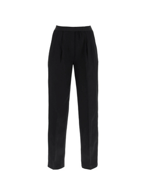 Black Takaroa Elastic Waist Pleated Pants LOULOU STUDIO JOHN JULIA.