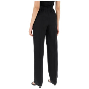 Black Takaroa Elastic Waist Pleated Pants LOULOU STUDIO JOHN JULIA.