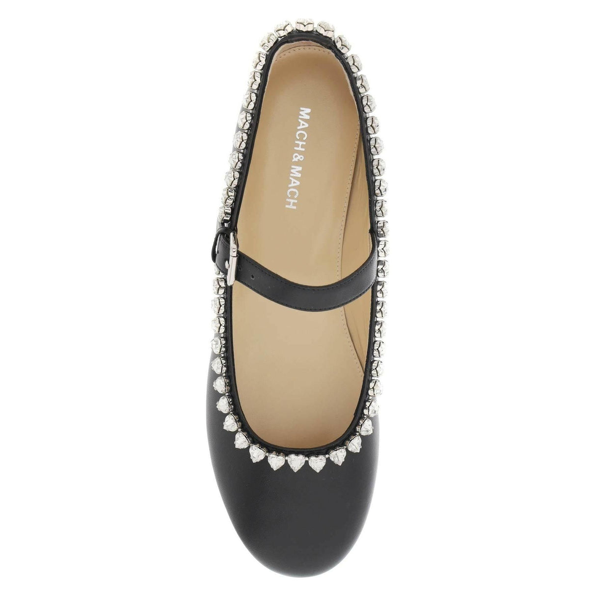 Black Audrey Embellished Leather Ballerina Flats MACH & MACH JOHN JULIA.