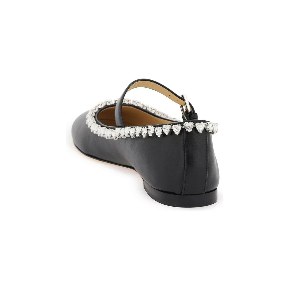 Black Audrey Embellished Leather Ballerina Flats MACH & MACH JOHN JULIA.