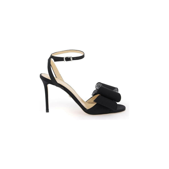 Black Double Bow Le Cadeau Silk Satin Sandals MACH & MACH JOHN JULIA.