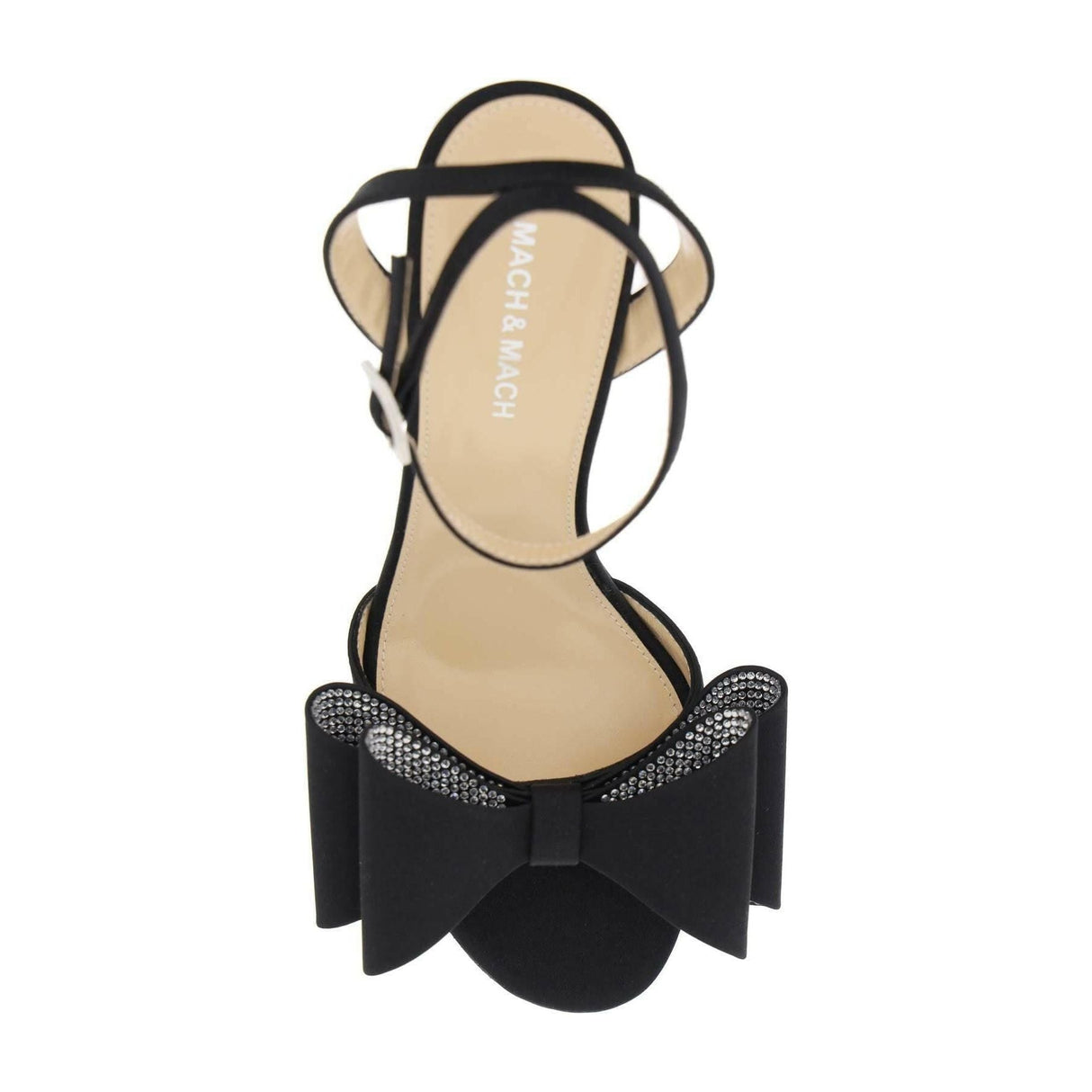 Black Double Bow Le Cadeau Silk Satin Sandals MACH & MACH JOHN JULIA.