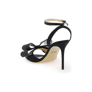 Black Double Bow Le Cadeau Silk Satin Sandals MACH & MACH JOHN JULIA.