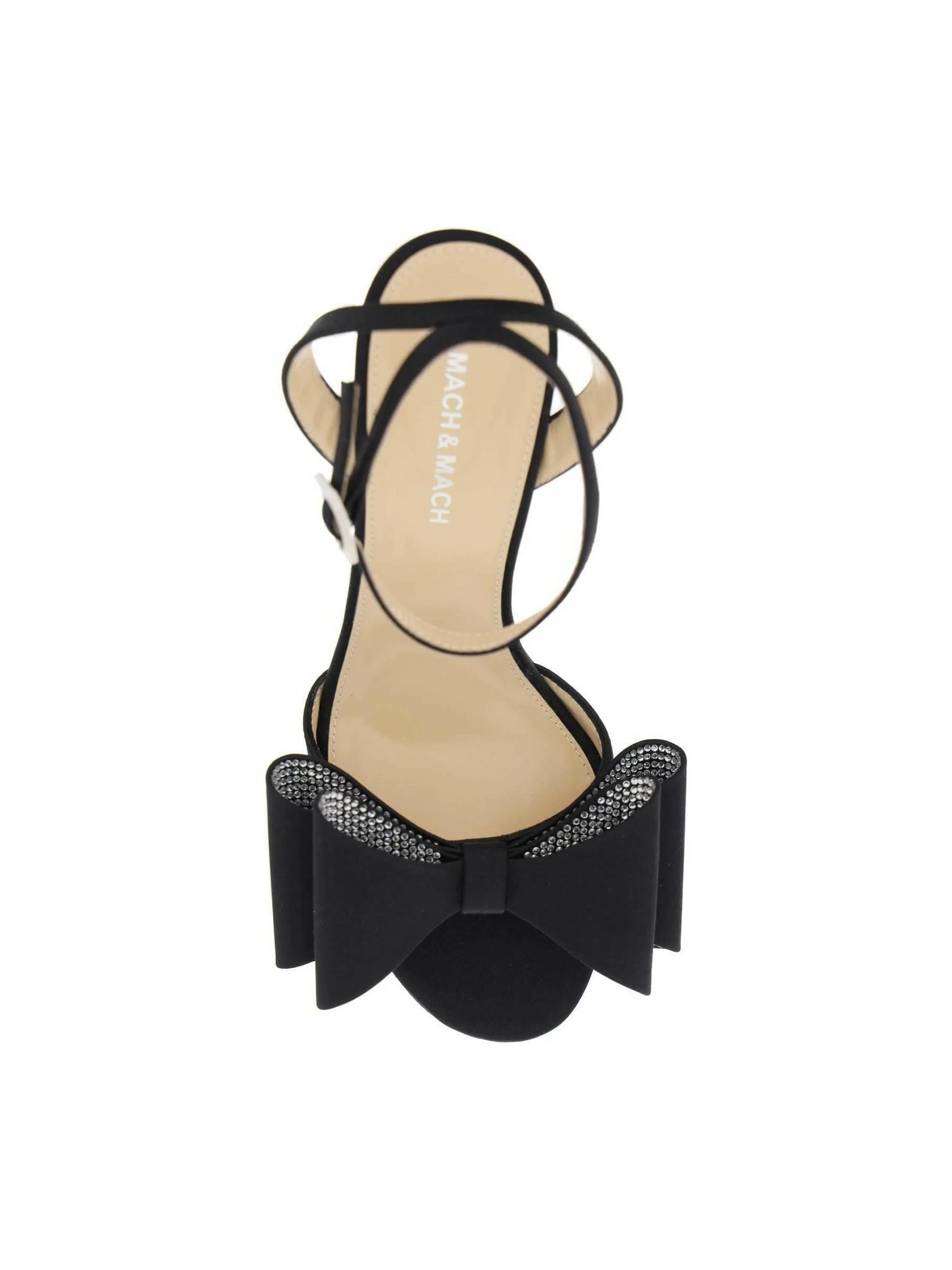 Black Double Bow Le Cadeau Silk Satin Sandals MACH & MACH JOHN JULIA.