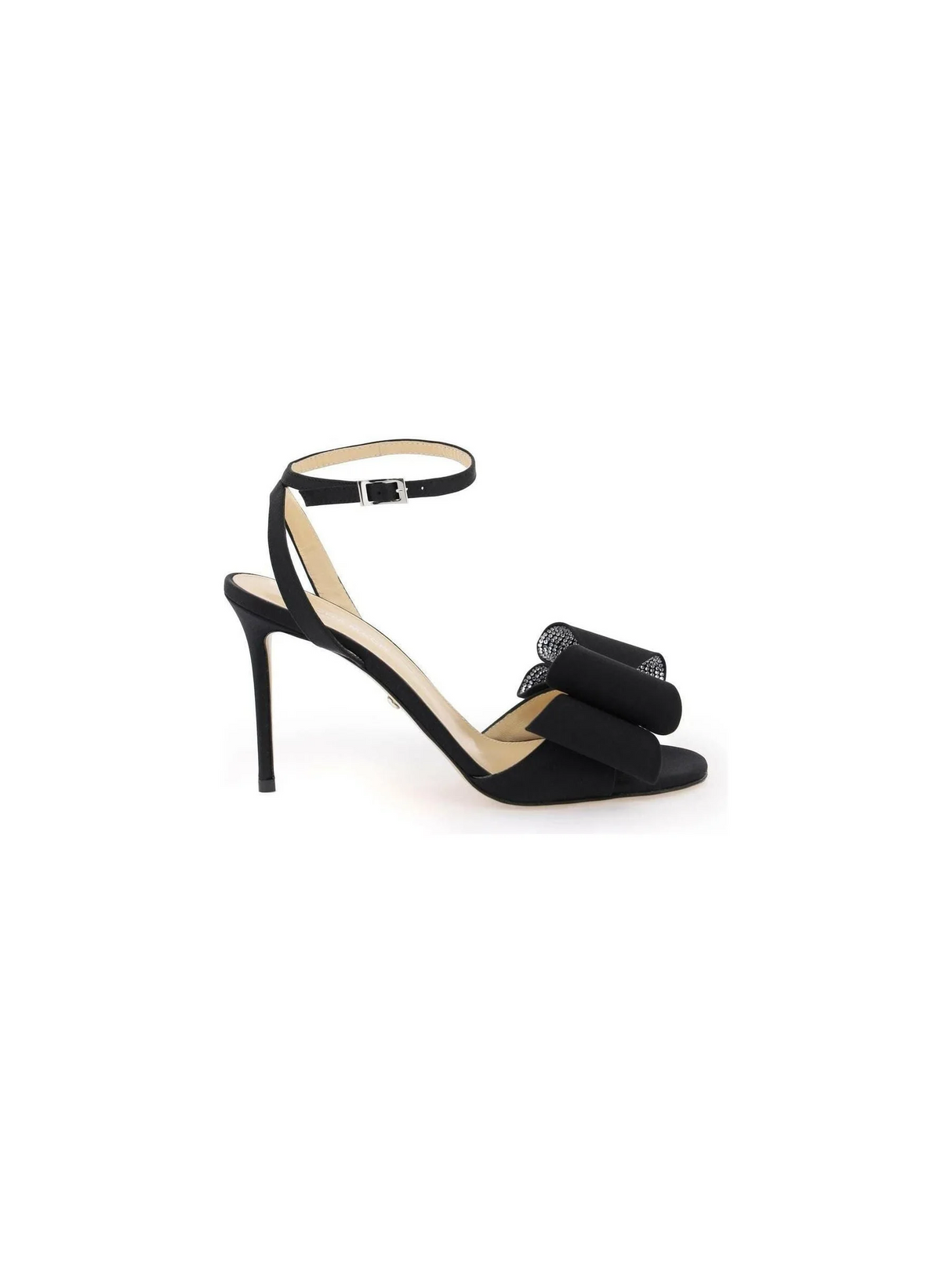 Black Double Bow Le Cadeau Silk Satin Sandals MACH & MACH JOHN JULIA.