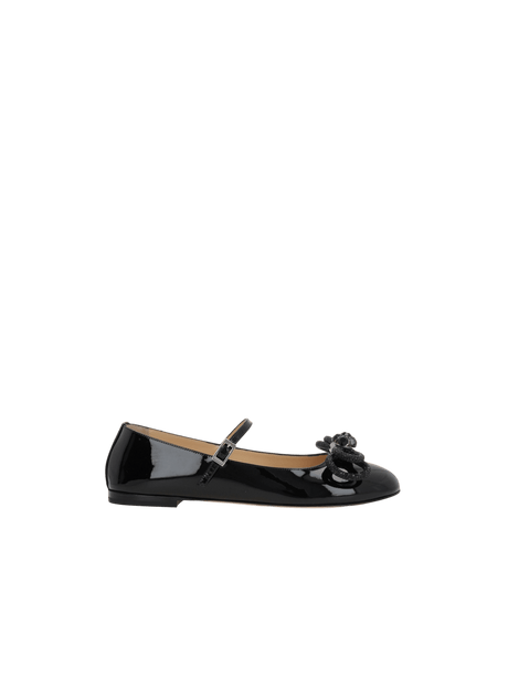 Double Bow Patent Leather Mary-Jane Ballerinas-MACH & MACH-JOHN JULIA