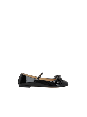 Double Bow Patent Leather Mary-Jane Ballerinas-MACH & MACH-JOHN JULIA