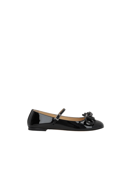 Double Bow Patent Leather Mary-Jane Ballerinas-MACH & MACH-JOHN JULIA