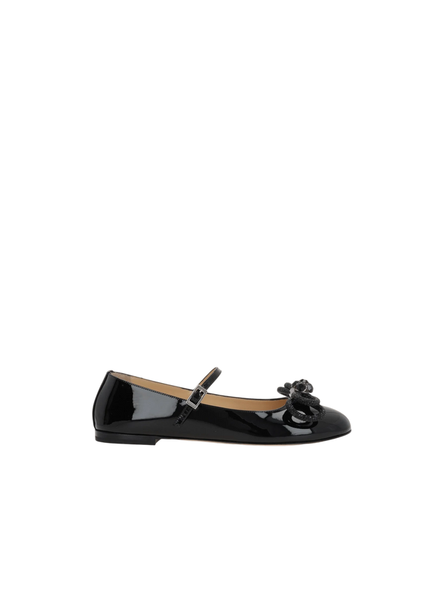 Double Bow Patent Leather Mary-Jane Ballerinas-MACH & MACH-JOHN JULIA