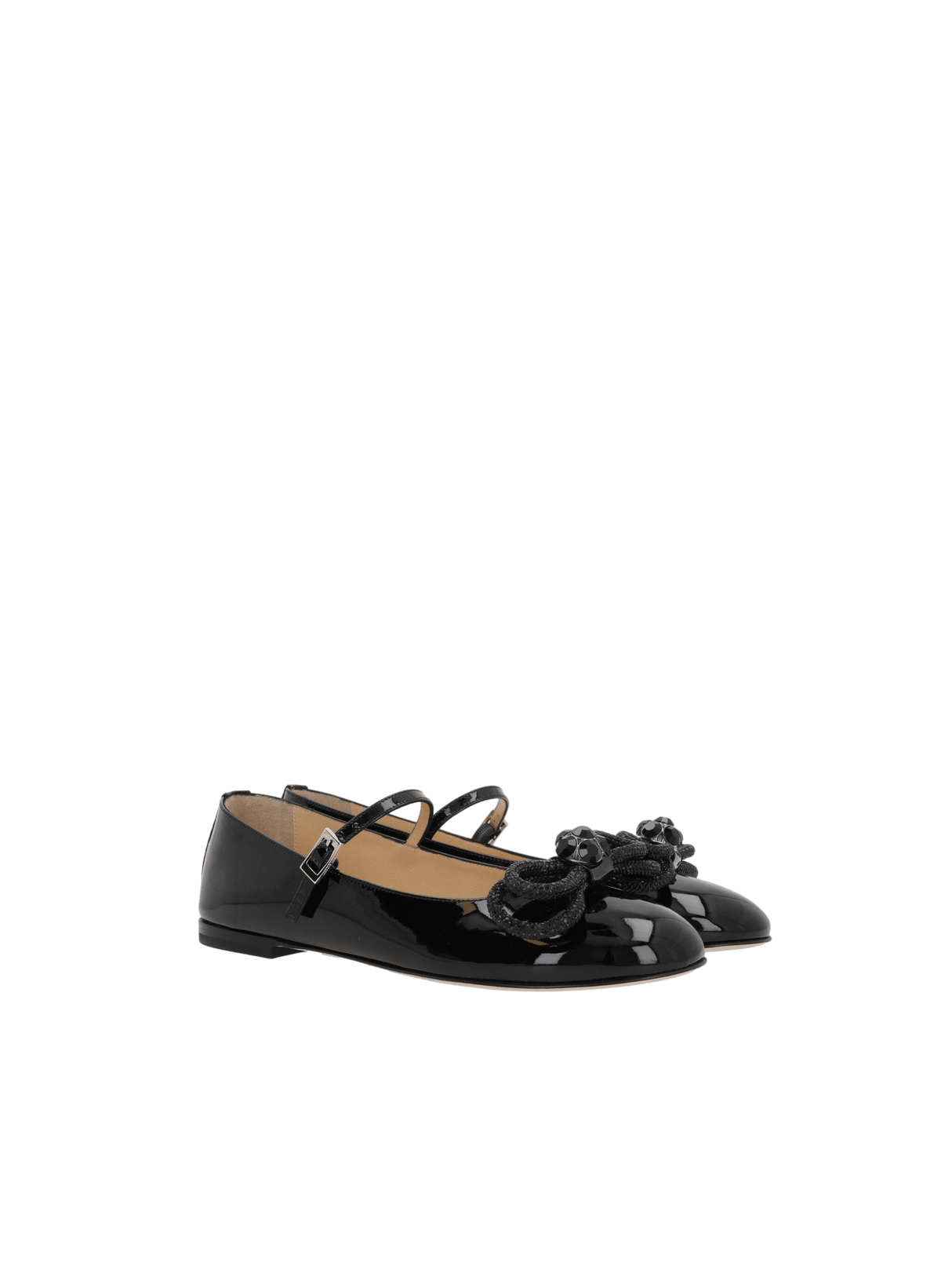 Double Bow Patent Leather Mary-Jane Ballerinas-MACH & MACH-JOHN JULIA