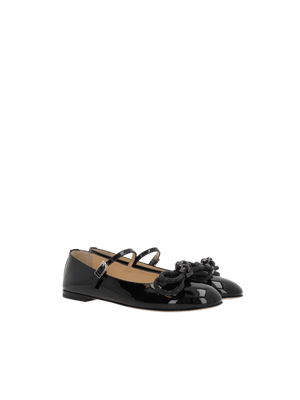 Double Bow Patent Leather Mary-Jane Ballerinas-MACH & MACH-JOHN JULIA