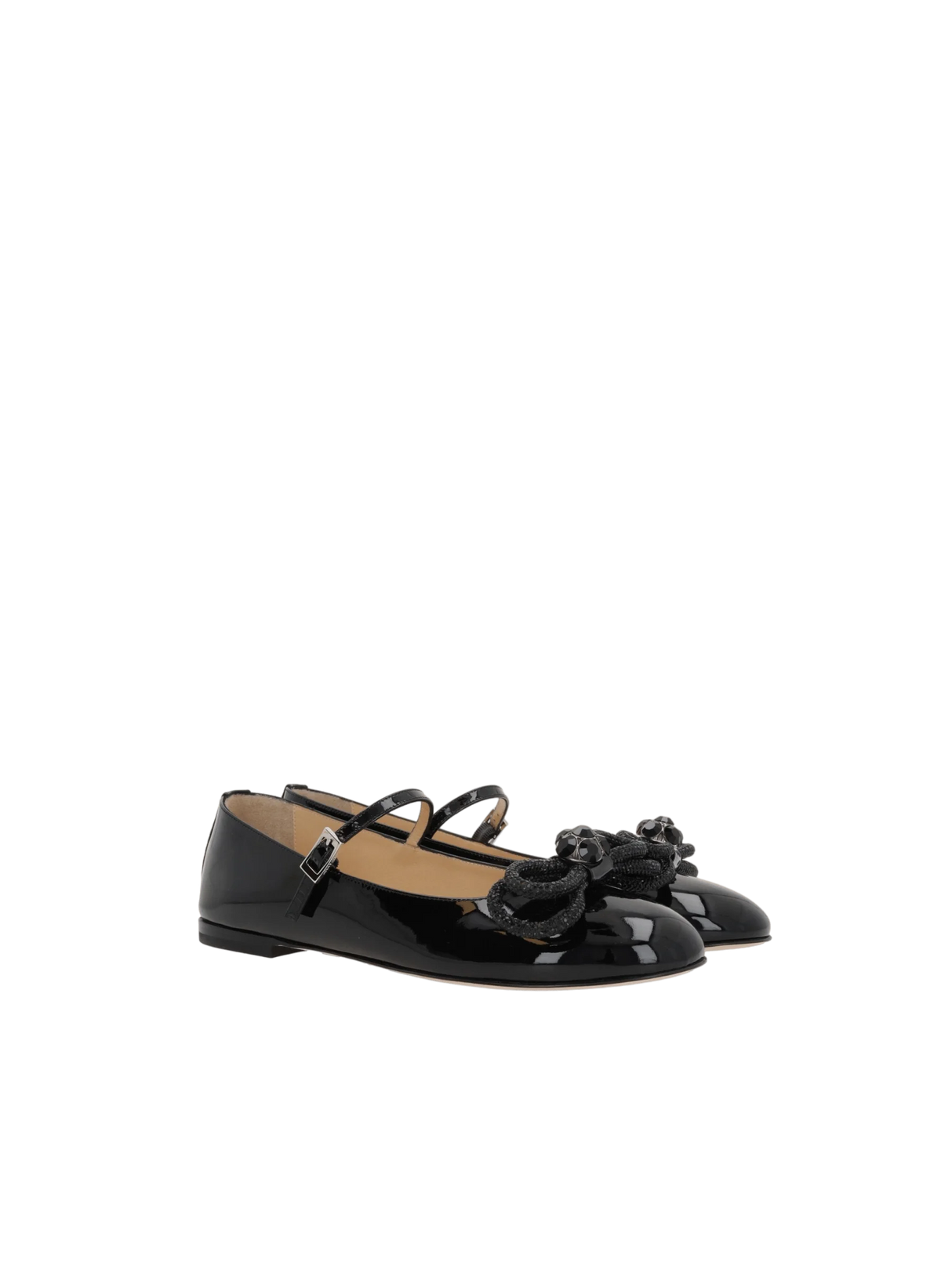 Double Bow Patent Leather Mary-Jane Ballerinas-MACH & MACH-JOHN JULIA