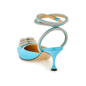 Ocean Blue Triple Heart Crystal-Embellished Satin Pumps MACH & MACH JOHN JULIA.