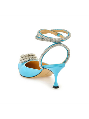 Ocean Blue Triple Heart Crystal-Embellished Satin Pumps MACH & MACH JOHN JULIA.