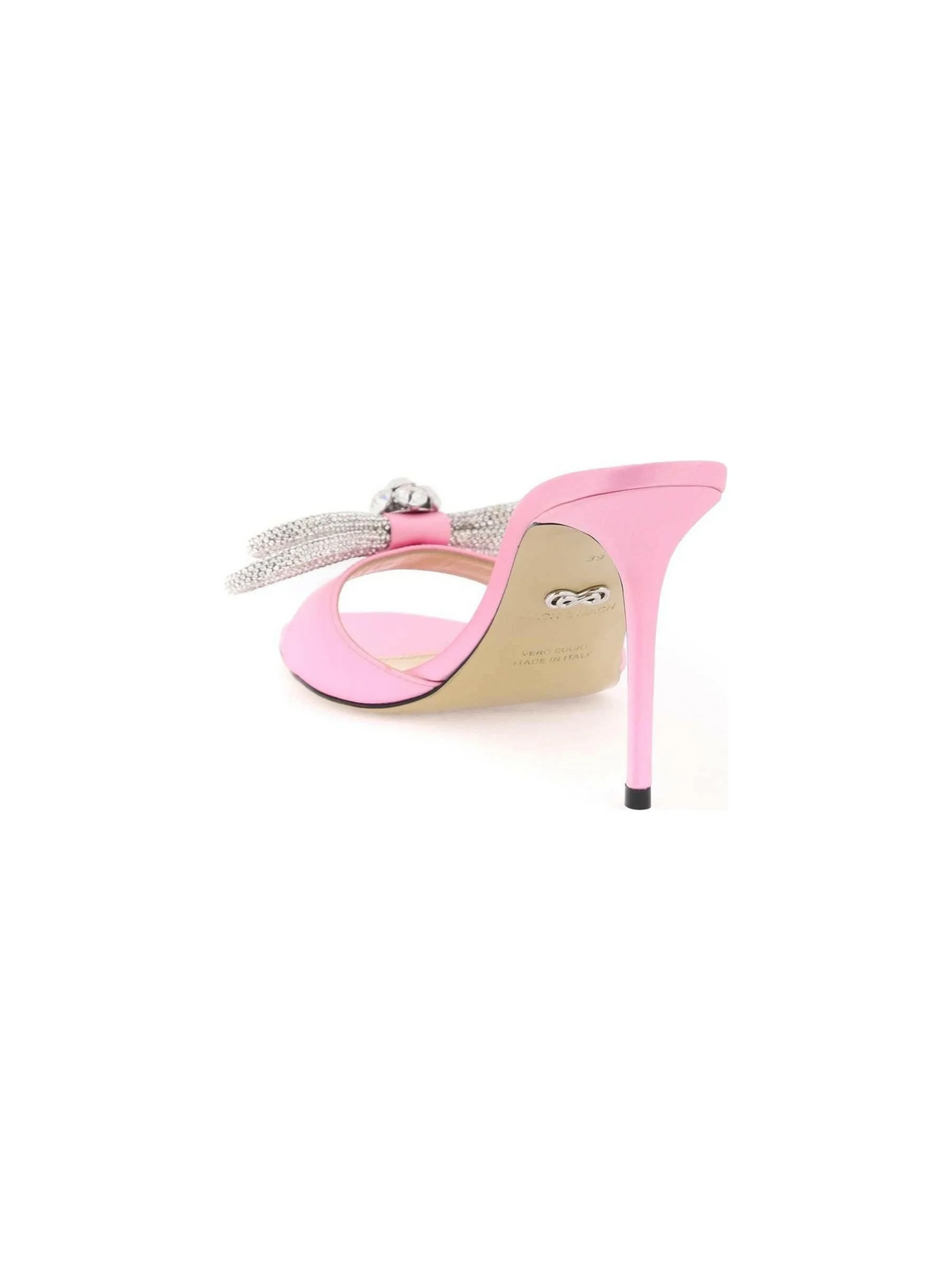 Pink Double Bow Crystal Embellished Silk Satin Mules MACH & MACH JOHN JULIA.