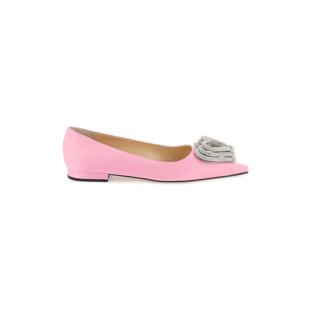 Pink Triple Heart Crystal-Embellished Silk Ballerina Shoes MACH & MACH JOHN JULIA.