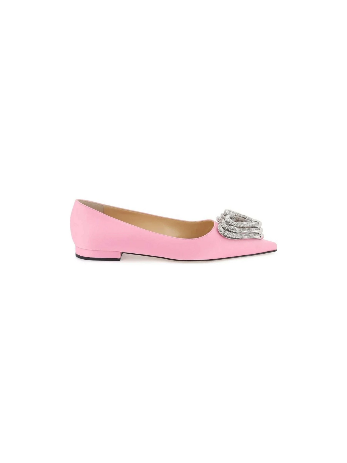 Pink Triple Heart Crystal-Embellished Silk Ballerina Shoes MACH & MACH JOHN JULIA.