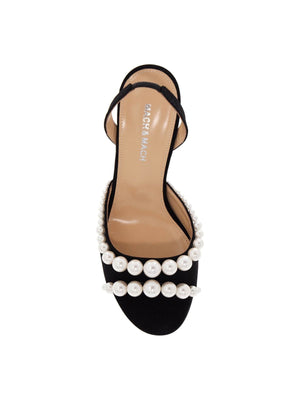 MACH & MACH-Satin Pearl-Embellished Siren Sandals-JOHN JULIA