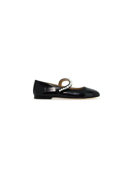 MACH & MACH-Siren Pearl Embellished Ballet Flats-JOHN JULIA