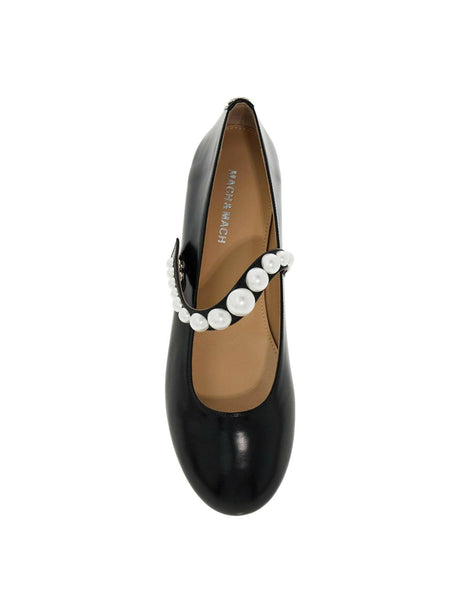 MACH & MACH-Siren Pearl Embellished Ballet Flats-JOHN JULIA