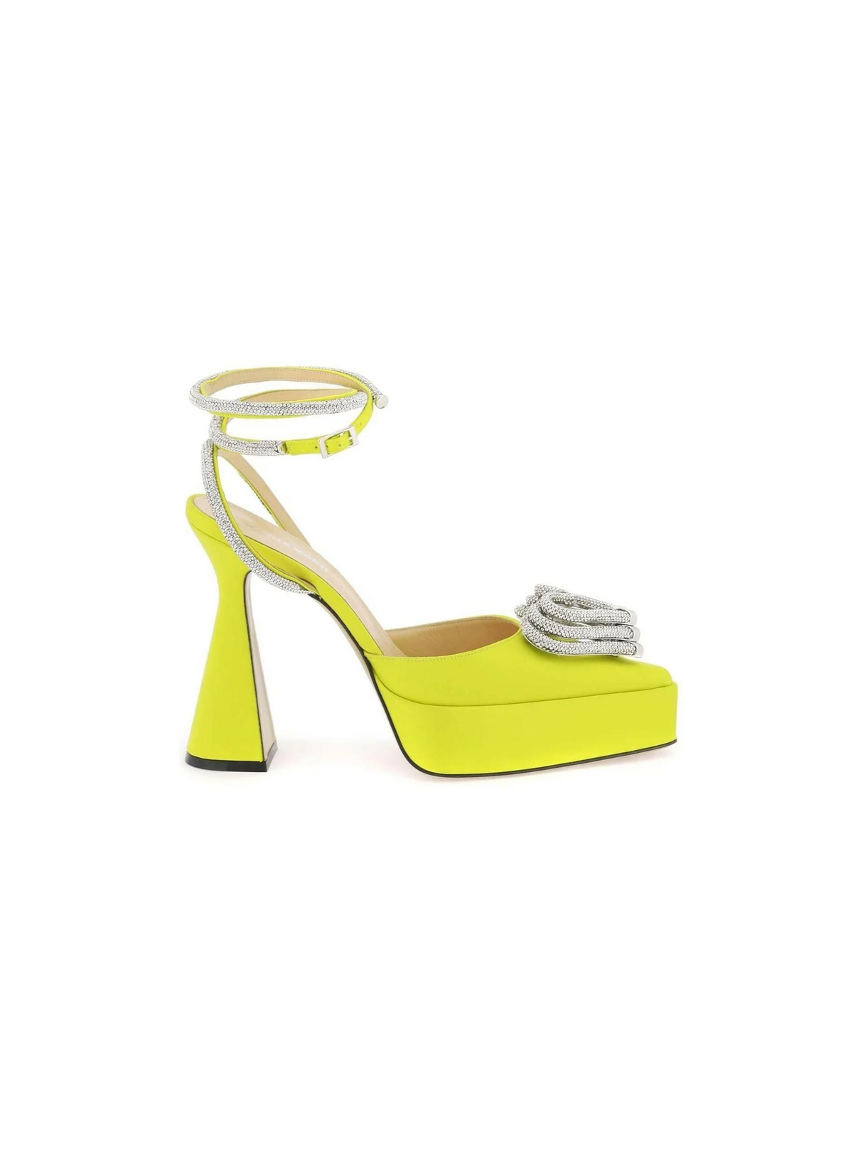 Yellow Tripe Crystal-Embellished Heart Platform Pumps MACH & MACH JOHN JULIA.