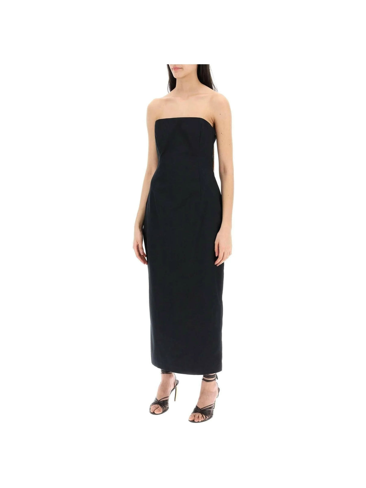 Black Cotton Poplin Hourglass Bustier Midi Dress MAGDA BUTRYM JOHN JULIA.