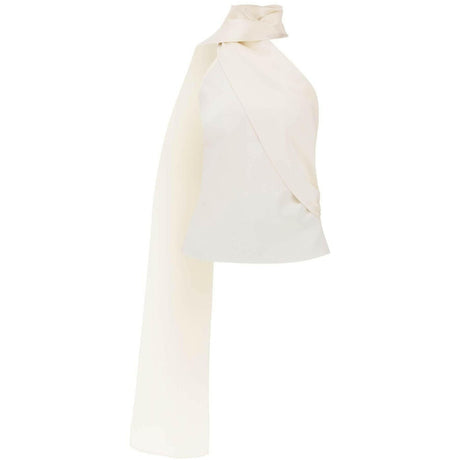 Cream Silk Wrap Neck Top MAGDA BUTRYM JOHN JULIA.