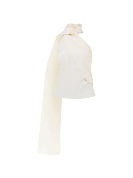 Cream Silk Wrap Neck Top MAGDA BUTRYM JOHN JULIA.