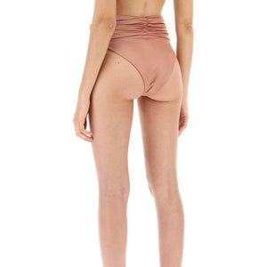 Metallic Pink Rose Appliqué High-Rise Bikini Bottoms MAGDA BUTRYM JOHN JULIA.