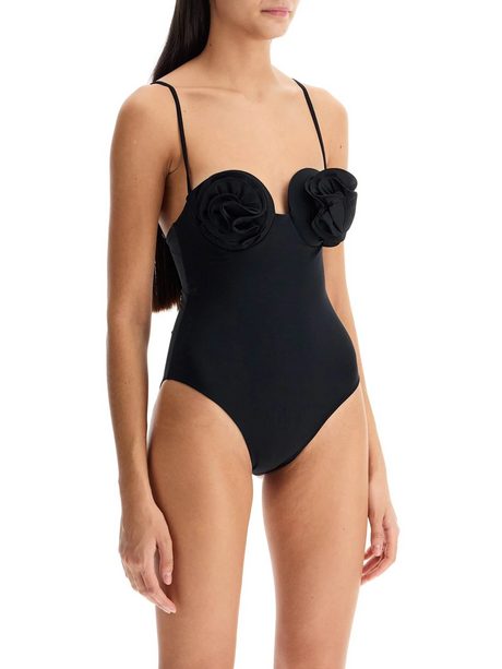 Strapless Ruched Floral Swimsuit-Magda Butrym-JOHN JULIA