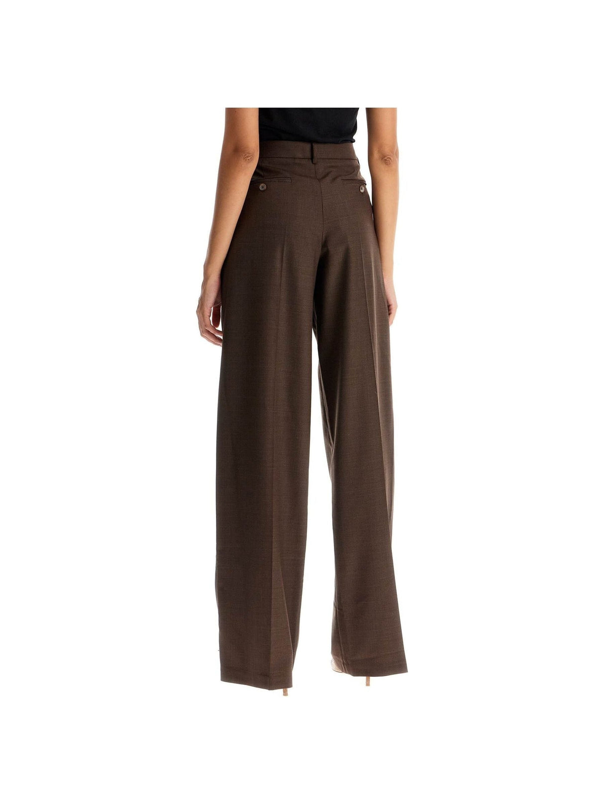 Wide Stretch Wool Trousers - Women > Clothing > Trousers > Trousers