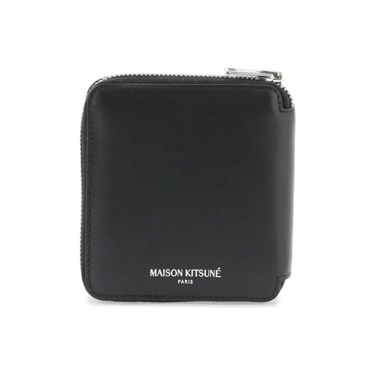 Black Fox Head Zip Around Leather Wallet Portfolio MAISON KITSUNE JOHN JULIA.