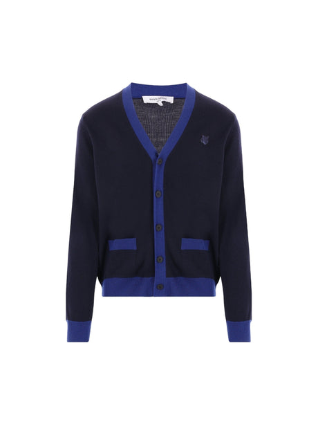 Bold Fox Head Patch Bicolor Wool Cardigan-MAISON KITSUNÉ-JOHN JULIA